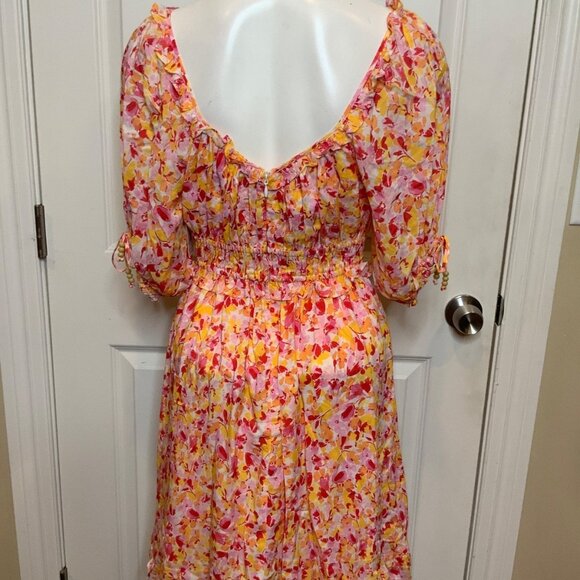 Hale Bob Pink, Orange & Yellow Floral Fit & Flare Dress, NWT! Size XS - Picture 6 of 10
